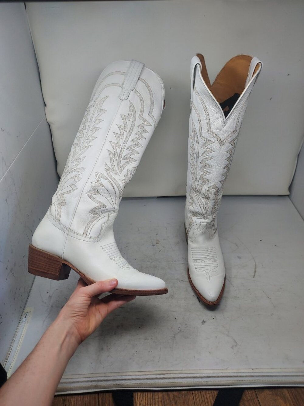 Tecovas WOMENS Abby Tall Cowboy White Boot
